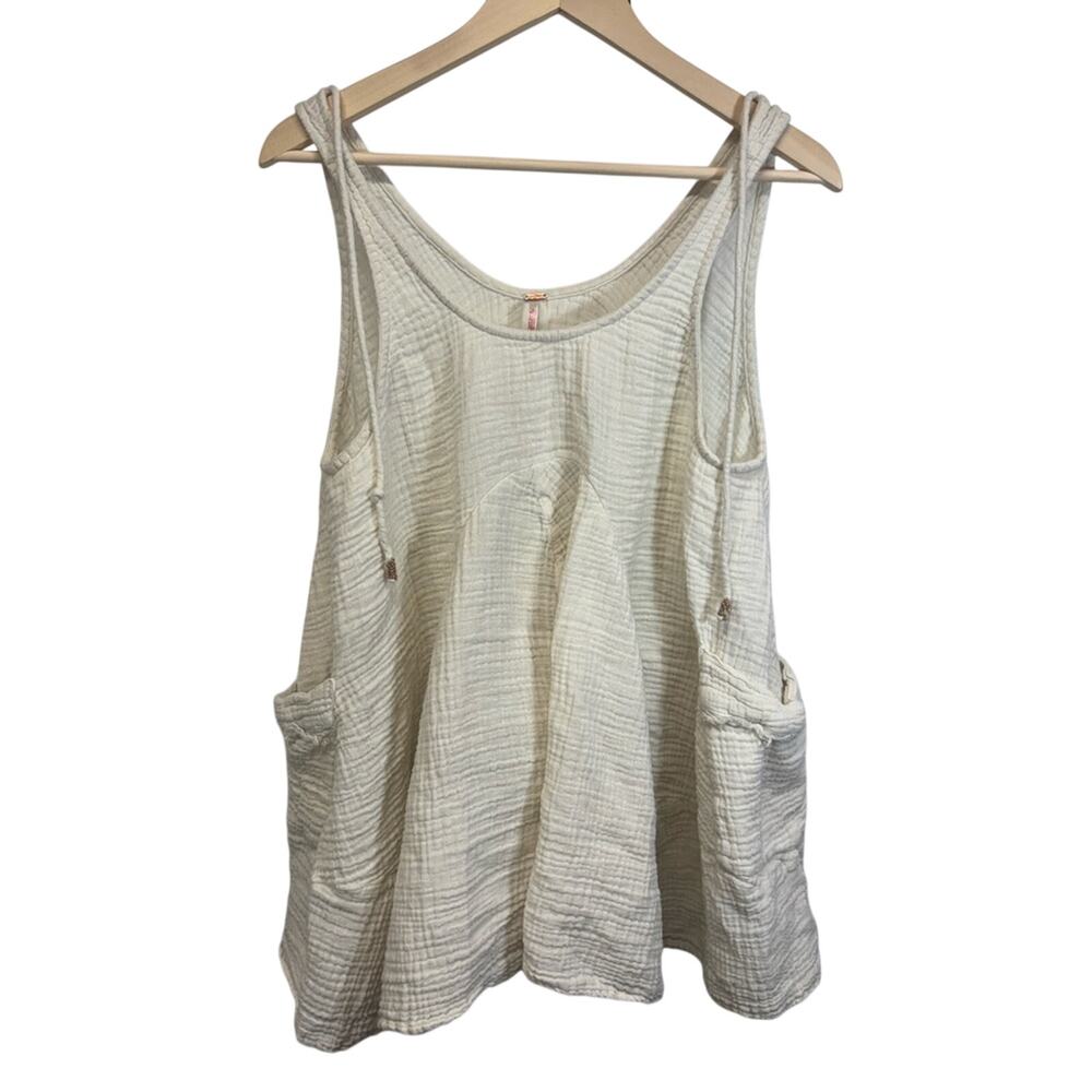 Free People White Oversized 100% Cotton Tunic Tank Size Small